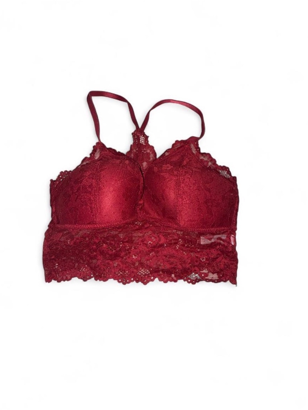 Live Love Dream Burgundy Lace Racerback Bralette Size Small Feminine Romantic